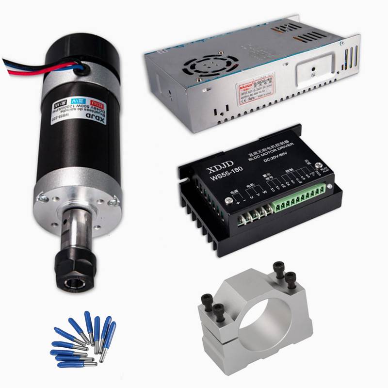 Dc Cnc Spindle Brushless 400w Air Cooled Spindle Motor Switching Power Supply Motor Driver 55mm Clamp Er11 Cnc Tools